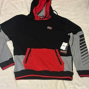 Akademiks Red and Black Hoodie with Gray Lining